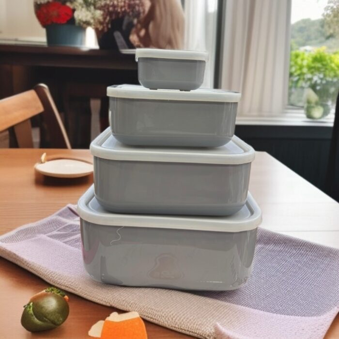 ZIBA Plastic Bowl Set with Airtight Lid 4-Pcs - Image 2