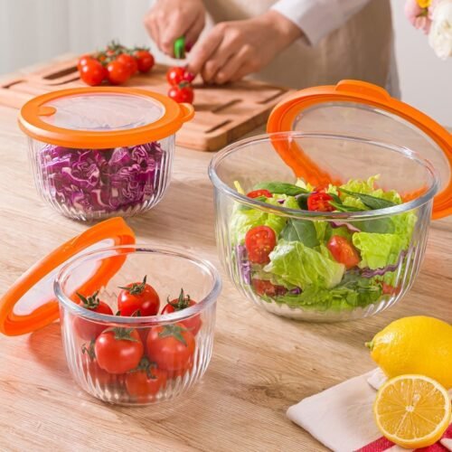 Limon Glass Bowl with Vented Lid 3-Pcs Set