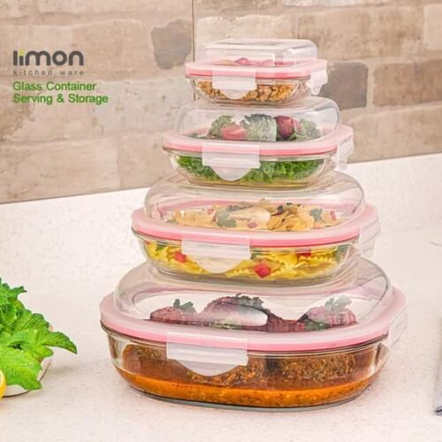 Limon Glass Container Set 4-Pcs (Round)