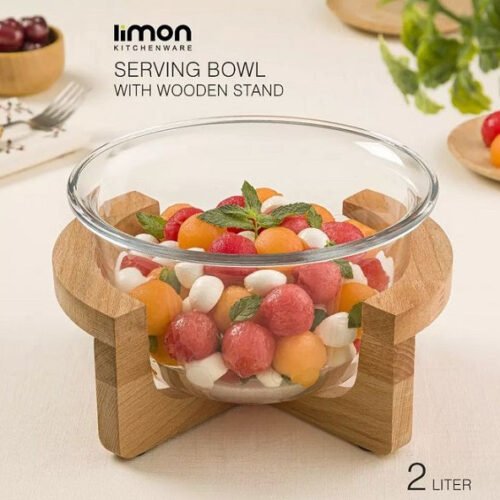 Limon Serving Bowl with Wooden Stand 2L
