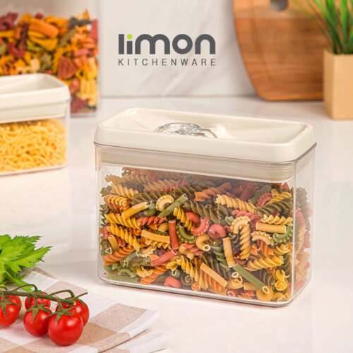 Limon Rectangular Canister Jar with a Thumb Lid of 1.7-L