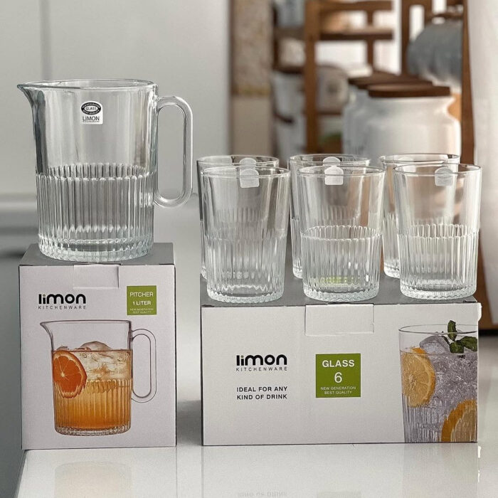 Limon Pitcher & Water Glass 7-Pcs Set-Made in Iran - Image 3