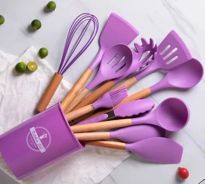 Non-Stick Silicon Kitchen Tool Set 12-Pcs (Utensils) - Image 11