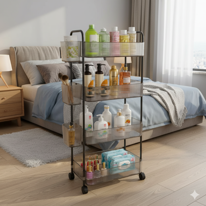 Limon Acrylic 4-Tier Trolley – Multi-Purpose Storage Cart - Image 5