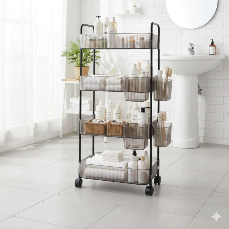 Limon Acrylic 4-Tier Trolley – Multi-Purpose Storage Cart - Image 2