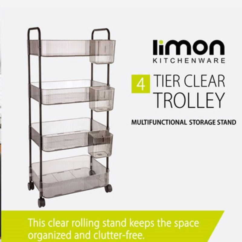 Limon Acrylic 4-Tier Trolley – Multi-Purpose Storage Cart - Image 8