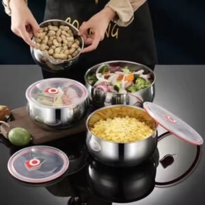 stainless steel bowl and containers set 3 pcs