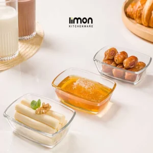 serve in style with the limon luminous glass bowl set—perfectly sized, crystal clear bowls ideal for desserts, butter, sauces, and everyday elegance.