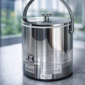 premium stainless ice pail / ice bucket with lid and tongs"