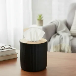 limon woodaura round tissue box