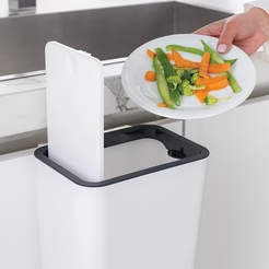 limon modern cabinet hanging trash bin – space saving kitchen garbage can, door mounted waste basket, plastic hanging dustbin for kitchen