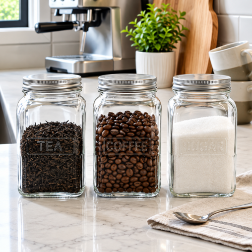 Danny Home Glass Storage Jar Set 3 Pcs with Metal Lids