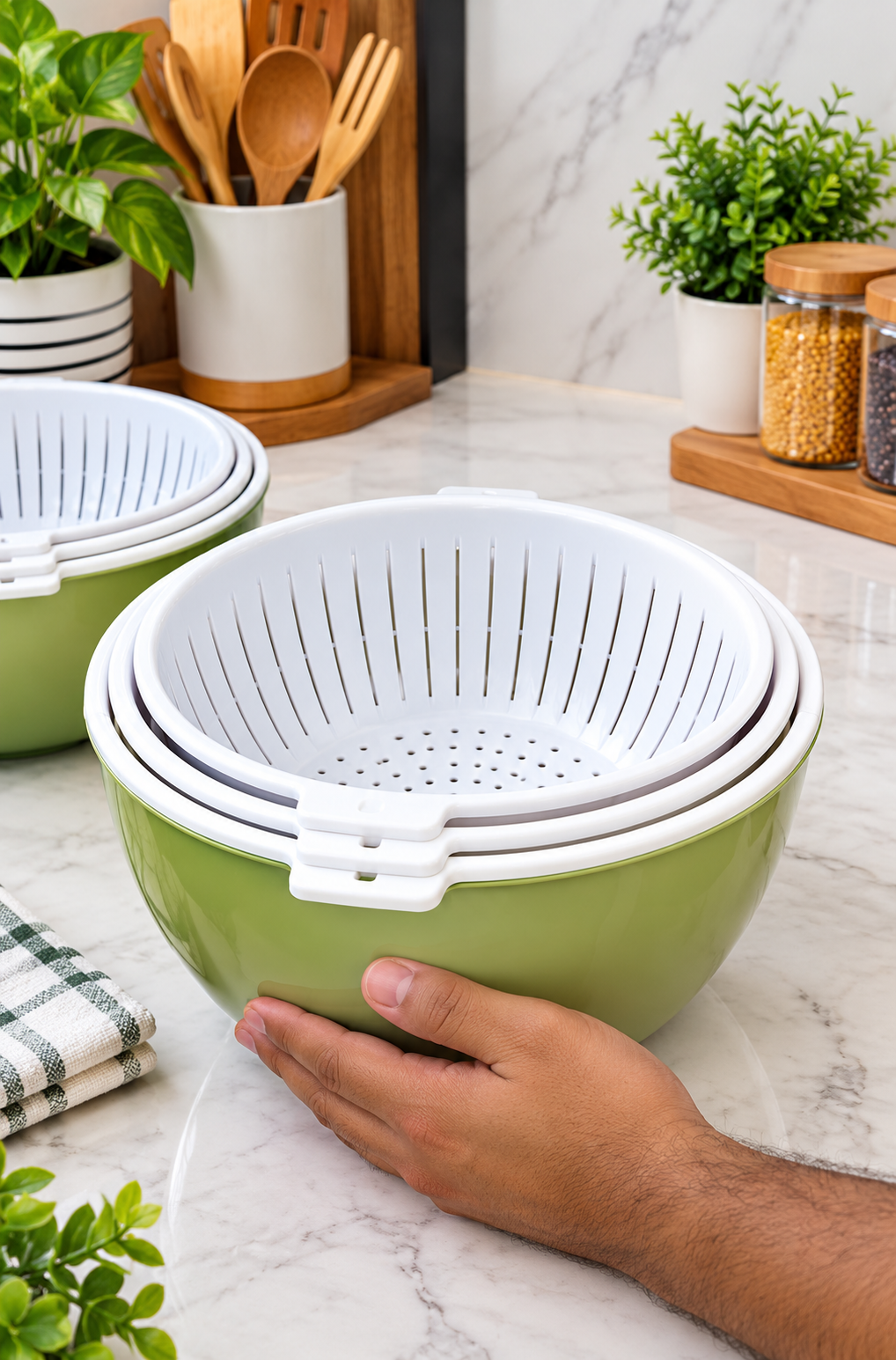 Ziba 2-in-1 Colander & Bowl Set (3-Piece) - Image 5