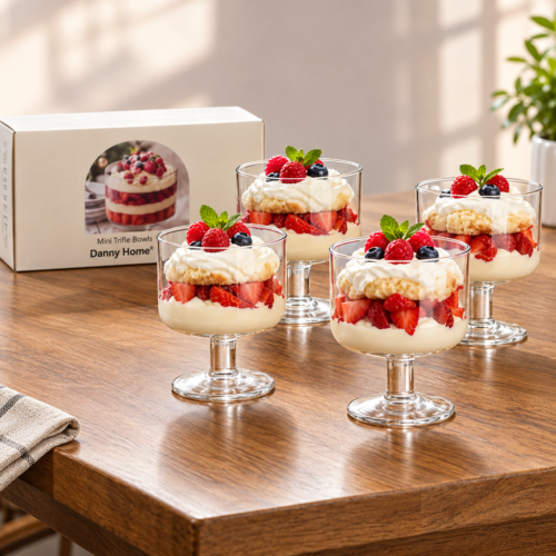 Danny Home Glass Dessert Trifle Bowl 4 pcs