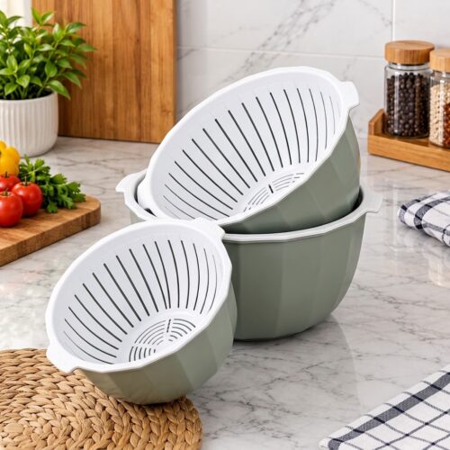 Ziba 2-in-1 Colander & Bowl Set (3-Piece)