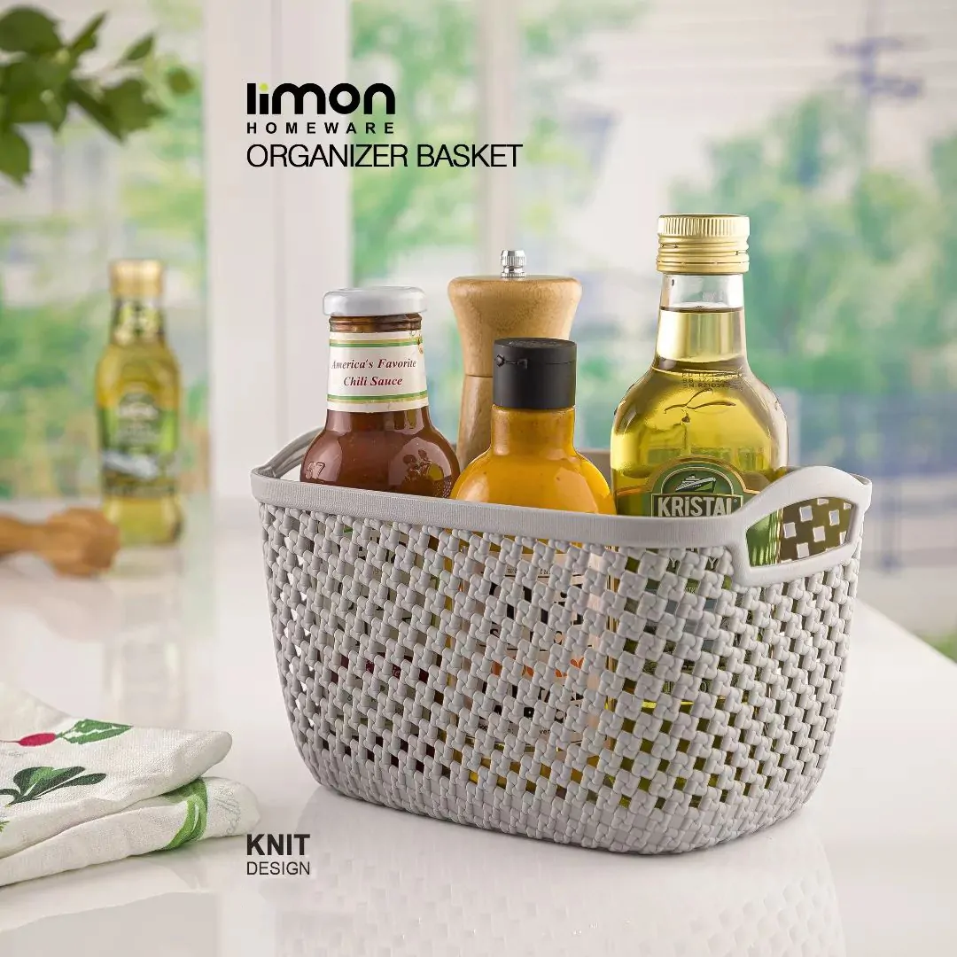 Limon Organizer Basket with Handle Knit Design - Image 4