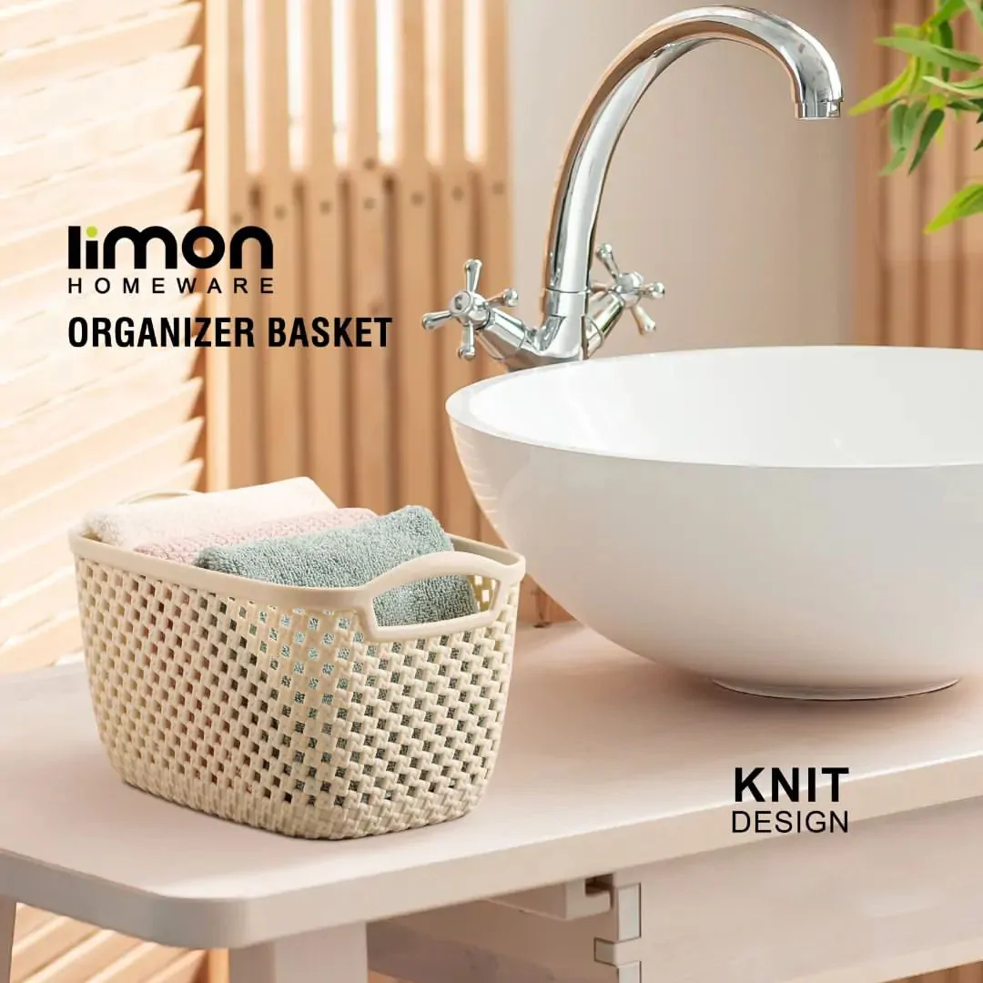 Limon Organizer Basket with Handle Knit Design - Image 5