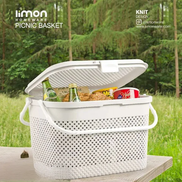 Limon Picnic Basket with Knitted Pattern - Image 3