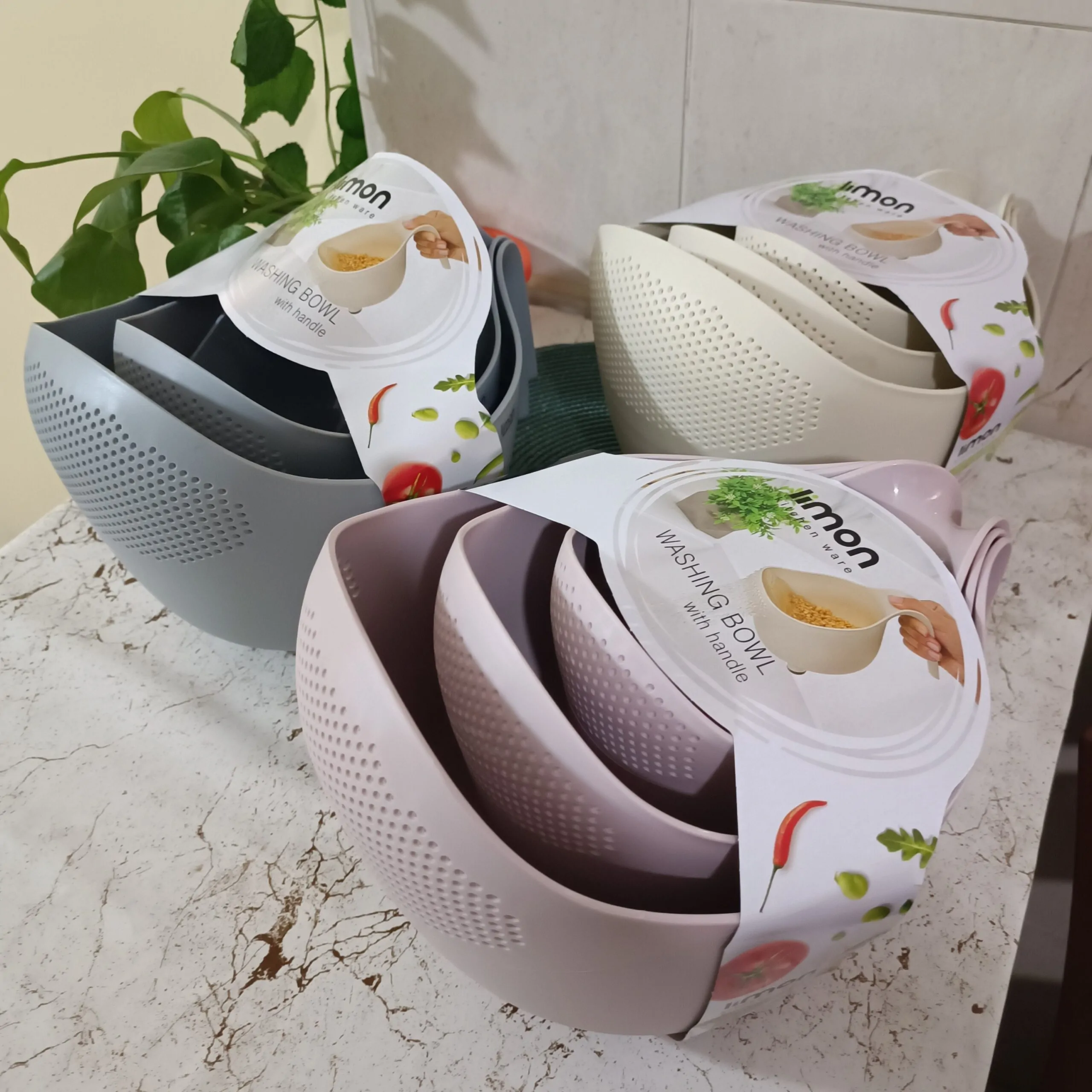 Limon Washing Bowl Set with Handle & Strainer - Image 5