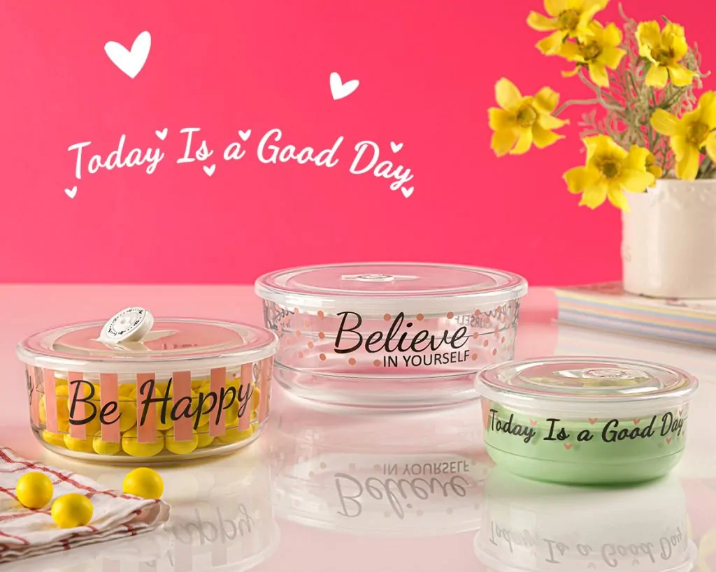 Limon Vacuum Glass Bowl with Dated Lid 3-Pcs Set (Printed) - Image 3