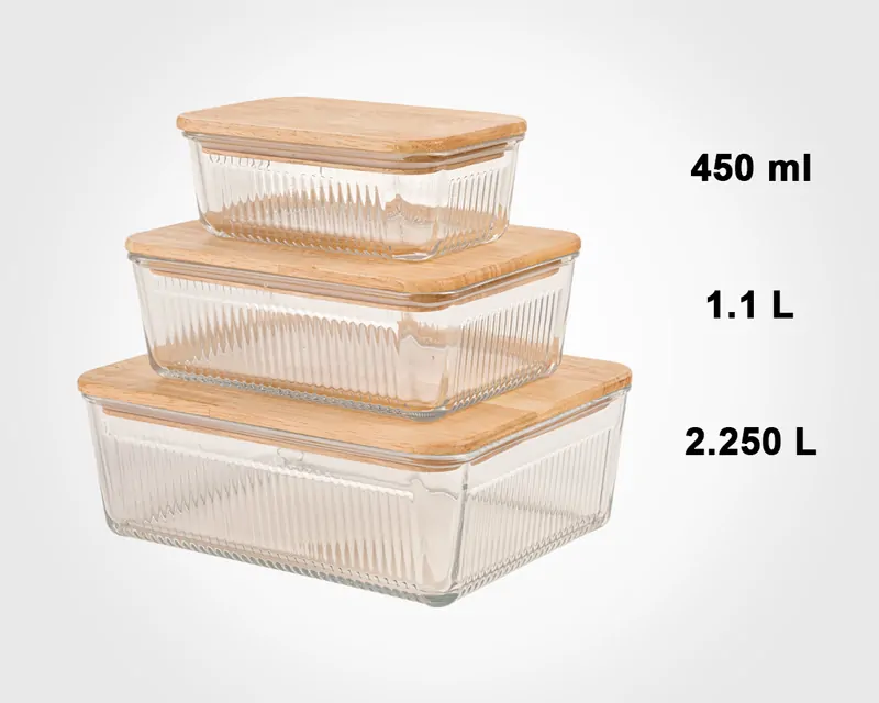 Limon Rectangular Glass Container with Wooden Lid - Image 5