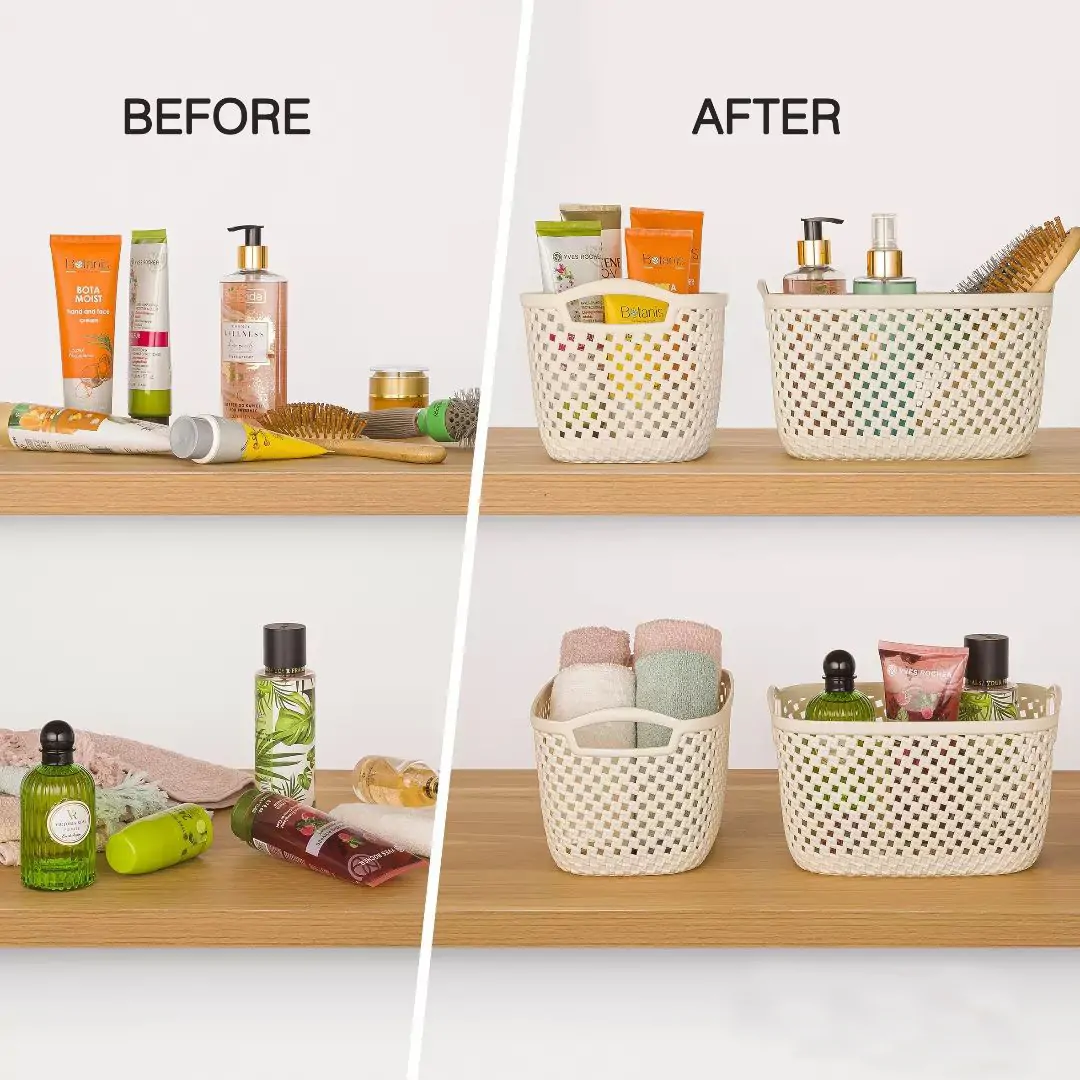 Limon Organizer Basket with Handle Knit Design - Image 2