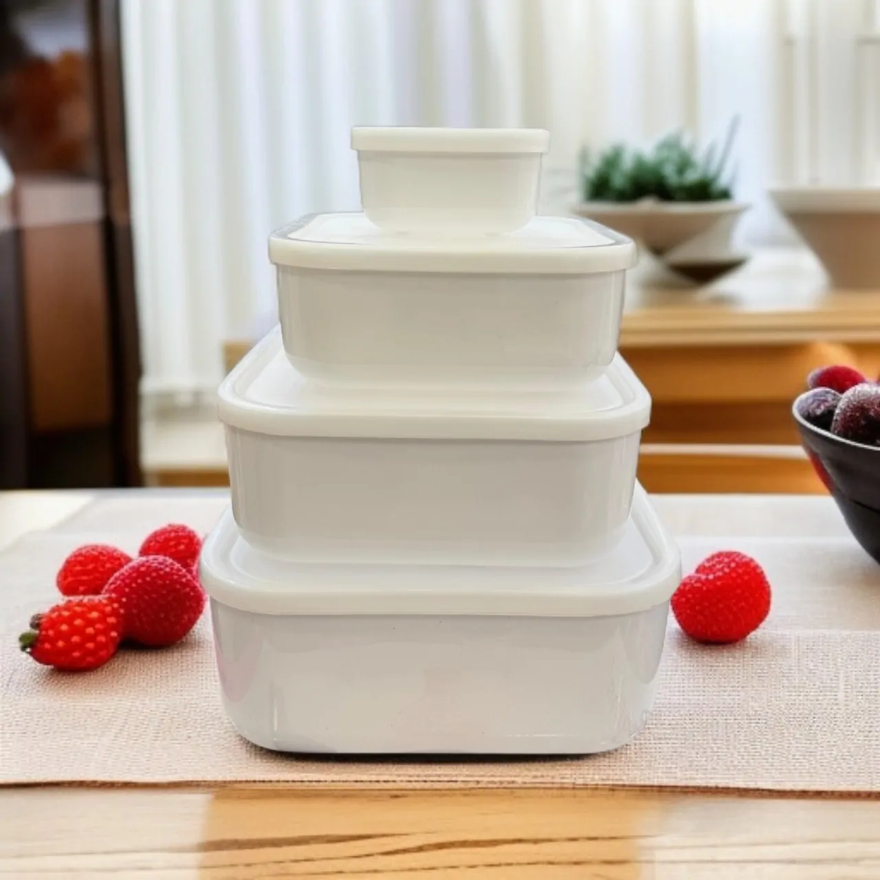 ZIBA Plastic Bowl Set with Airtight Lid 4-Pcs - Image 6