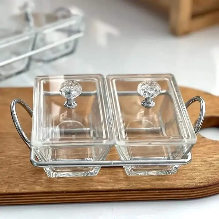 Limon Glass Snack Serving Tray 2-Sections (Rectangular) - Image 4