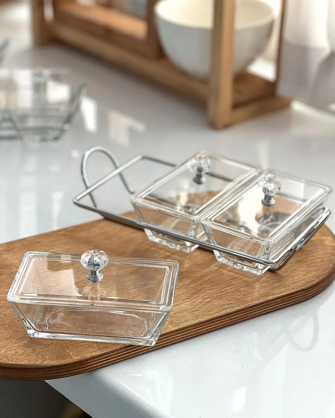 Limon Glass Snack Serving Tray 3-Sections (Rectangular) - Image 5