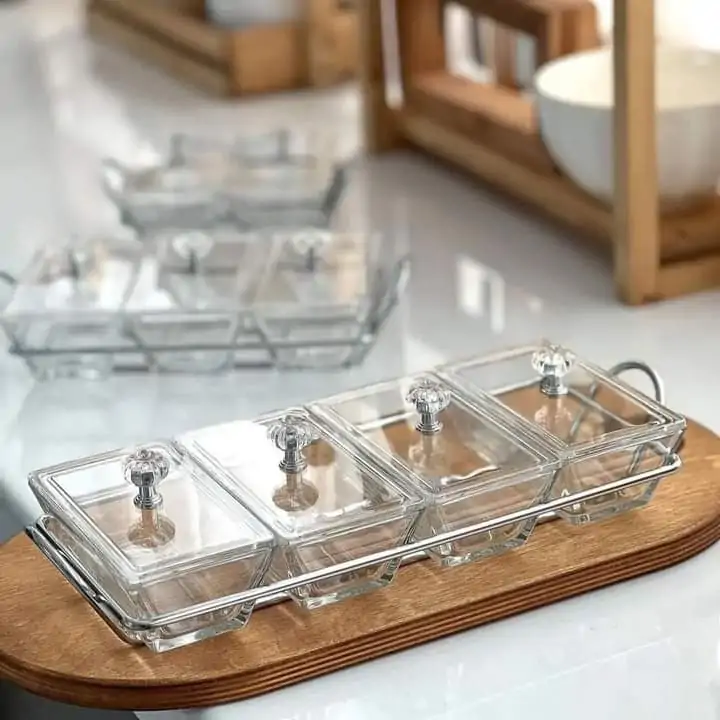 Limon Glass Snack Serving Tray 4-Sections (Rectangular) - Image 4