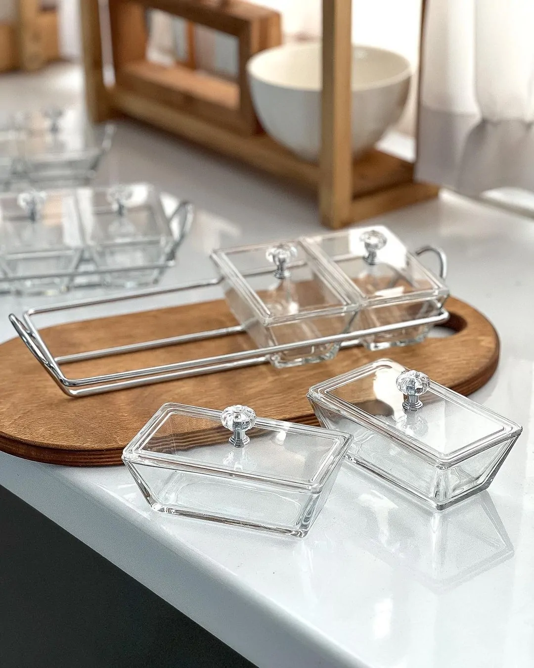 Limon Glass Snack Serving Tray 4-Sections (Rectangular) - Image 5