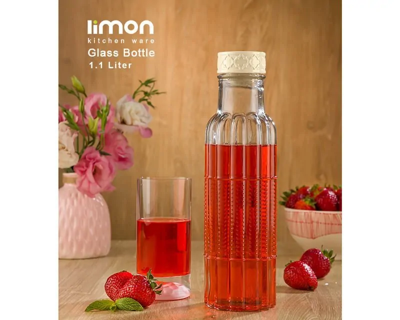 Limon Glass Bottle 1.1 L with Plastic Cap (Sahel)