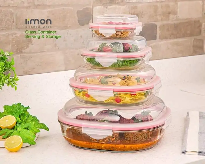 Limon Glass Container Set 4-Pcs (Round)