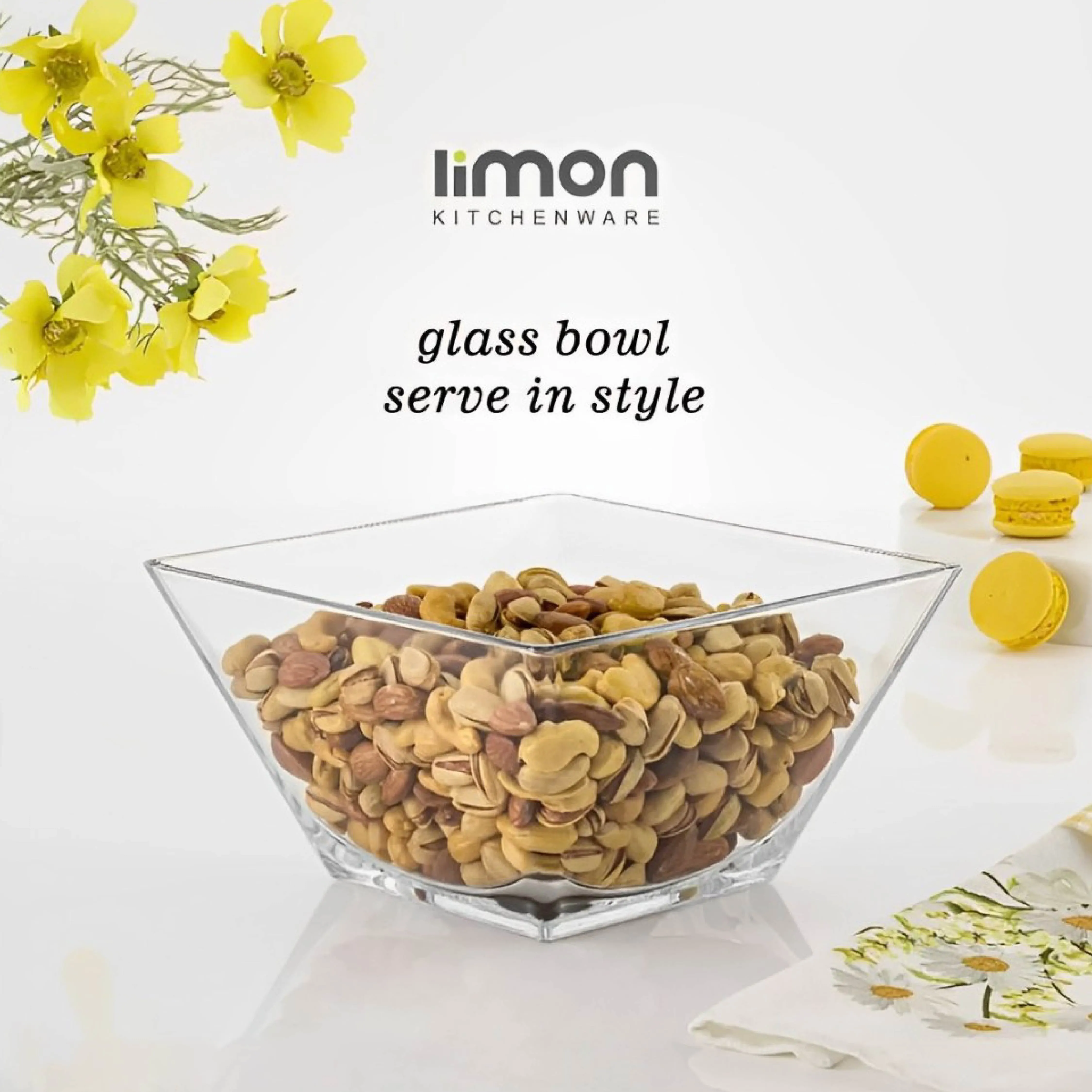 Limon Square Glass Bowl & Tumbler's (Pack of 1+6 ) - Image 8