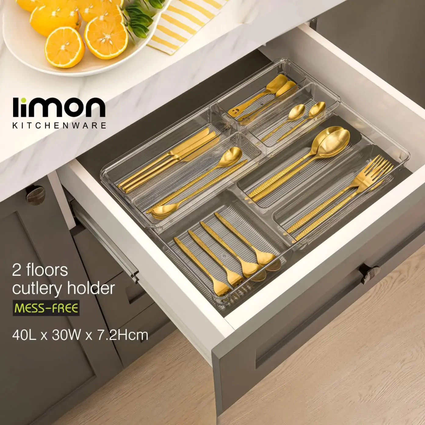 Limon Cutlery 2 Layer Rack & Holder (Acrylic)