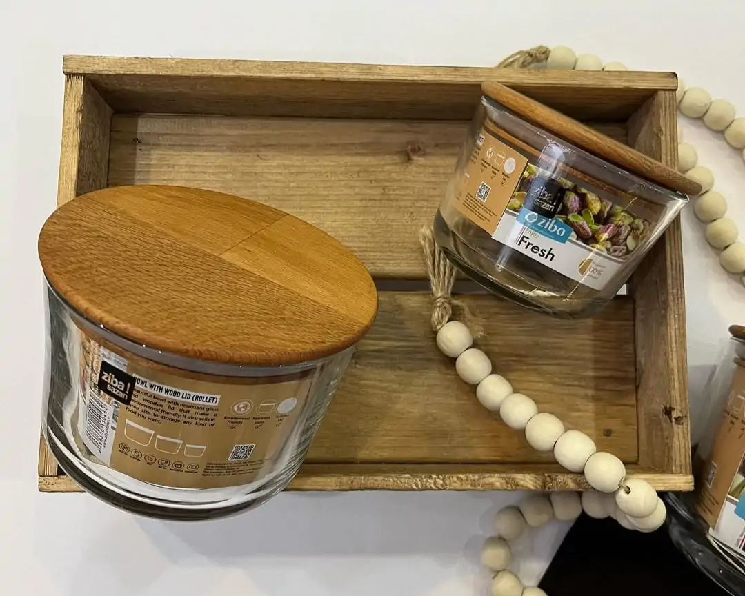 Ziba Wooden Glass Container 3-Pcs Set - Image 3