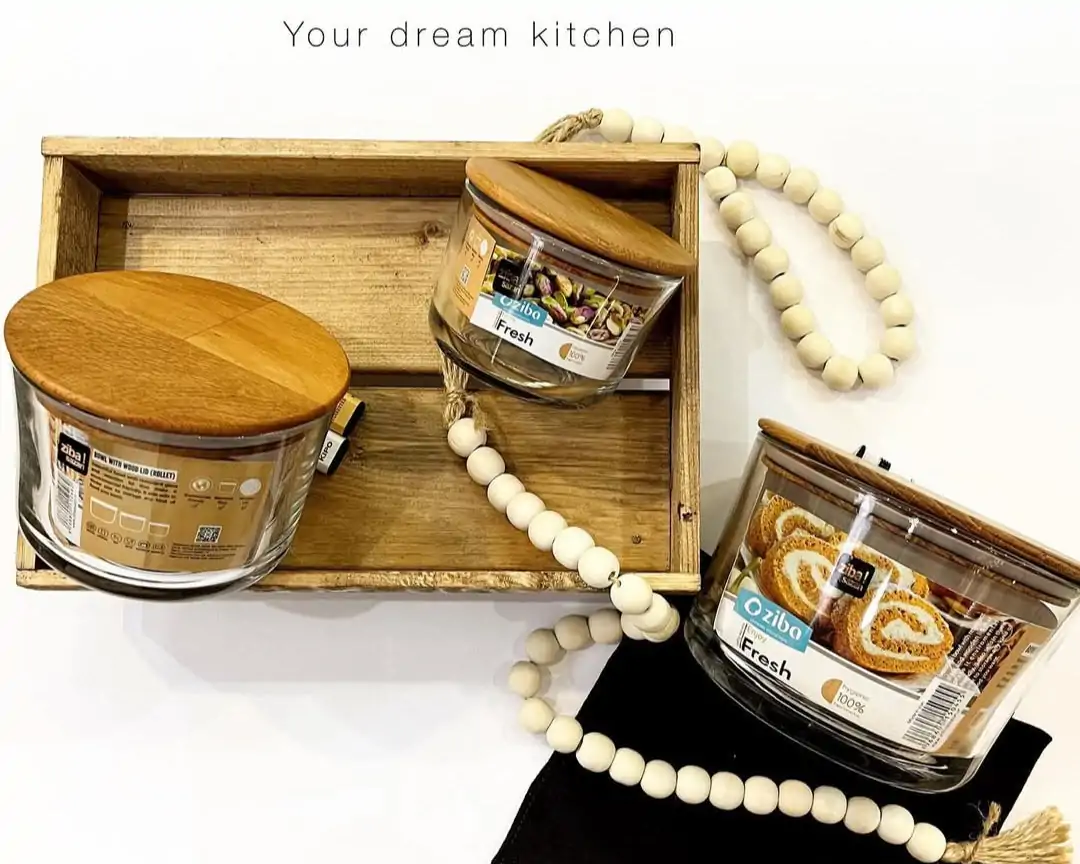 Ziba Wooden Glass Container 3-Pcs Set - Image 2