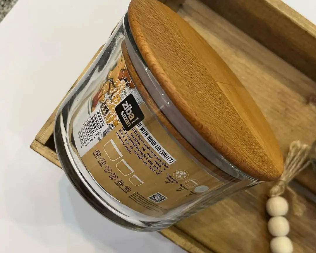 Ziba Wooden Glass Container 3-Pcs Set - Image 4