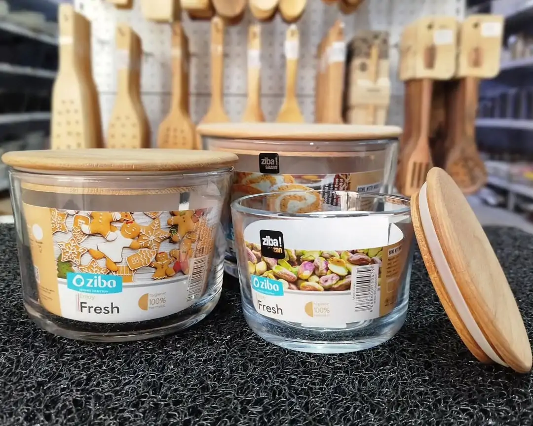 Ziba Wooden Glass Container 3-Pcs Set - Image 5