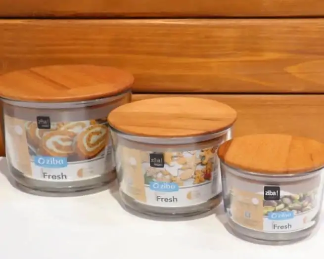 Ziba Wooden Glass Container 3-Pcs Set - Image 6